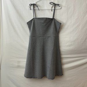 H&M Divided Black And White Checkered Spaghetti  Strap Fit and Flare Dress L New